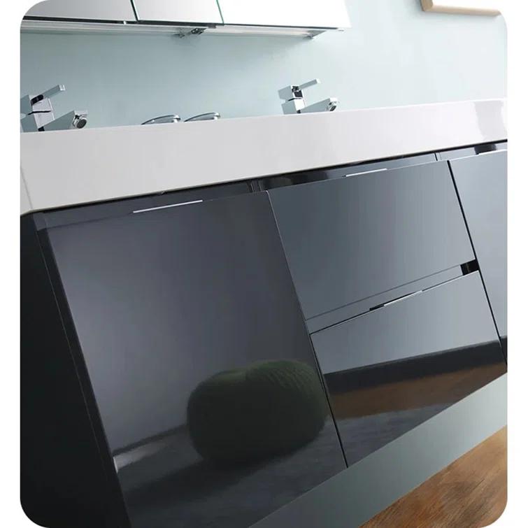 Valencia 60" Wall Mount Double Sink Bathroom Vanity with Top and Sinks (Faucets Not Included)