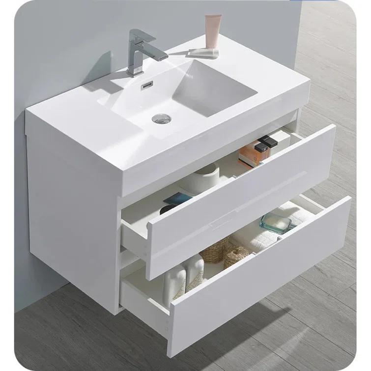 Fresca Valencia 36" Wall Mount Single Sink Bathroom Vanity with Top and Sink (Faucet Not Included)