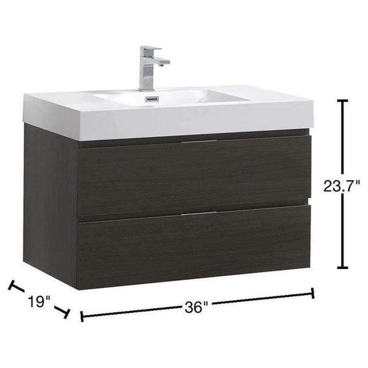 Valencia 36" Wall Mount Single Sink Bathroom Vanity with Top and Sink (Faucet Not Included)