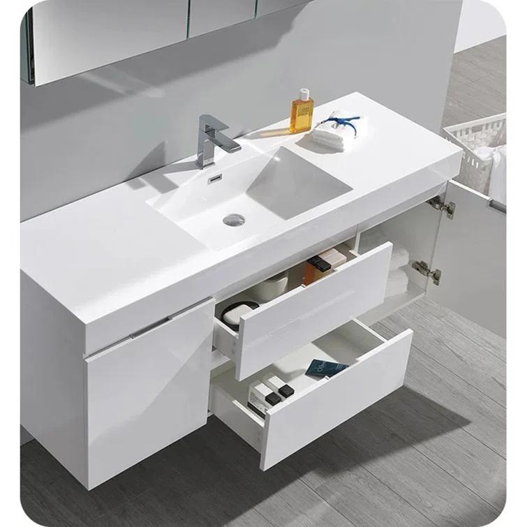 Valencia 60" Wall Mount Single Sink Bathroom Vanity Base Only (Top and Sink Not Included)