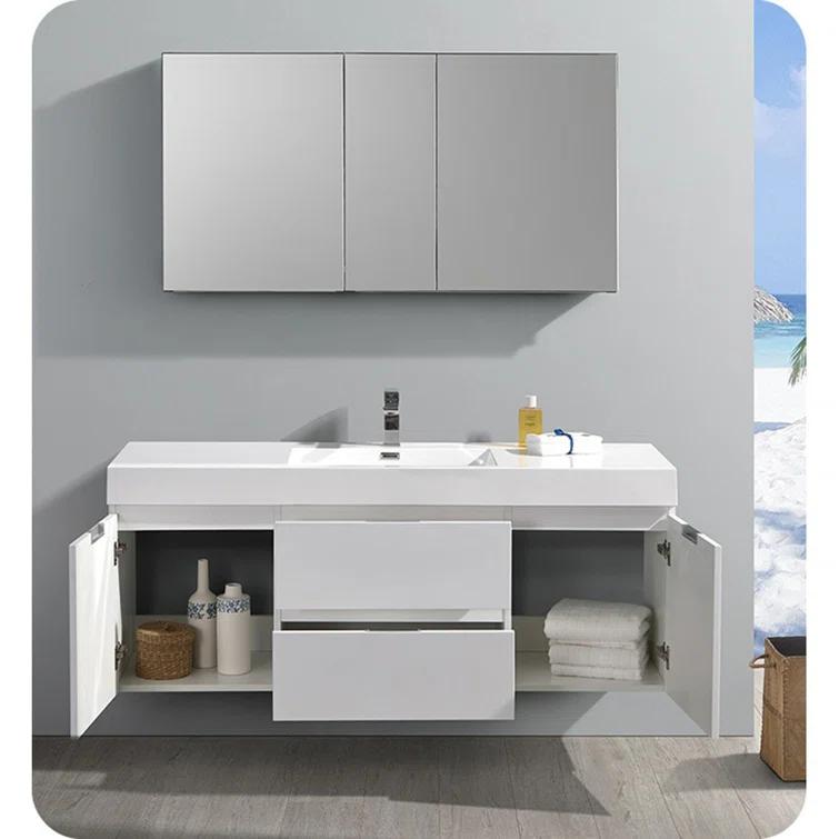 Valencia 60" Wall Mount Single Sink Bathroom Vanity Base Only (Top and Sink Not Included)