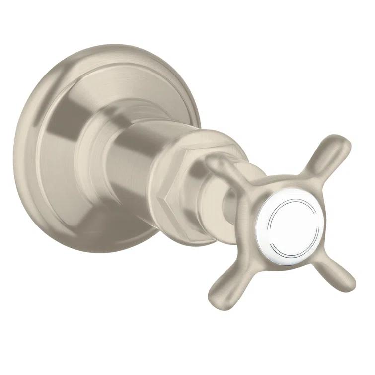 Brushed Nickel Wall-Mounted Cross Handle Shower Trim