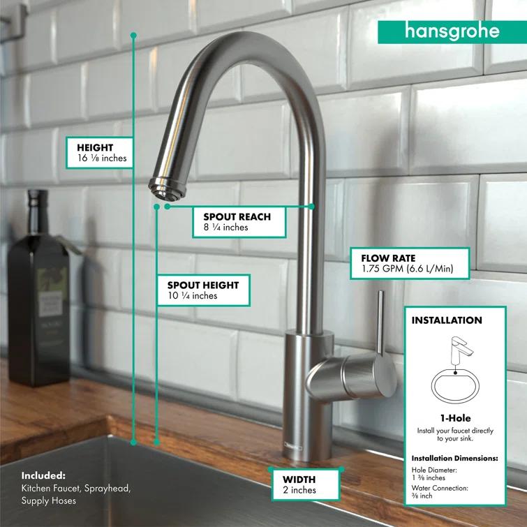 Talis S² Pull Down Single Handle Kitchen Faucet with Handle and Supply Lines
