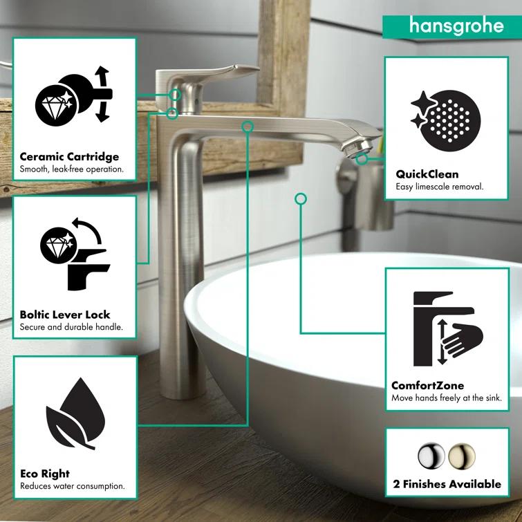 Metris E Standard Single Hole Bathroom Faucet with Drain Assembly
