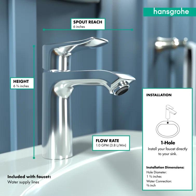 Hansgrohe 31204001 Metris E 110 Single Hole Bathroom Faucet