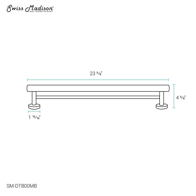 Avallon 24" Double Towel Bar in Matte Black