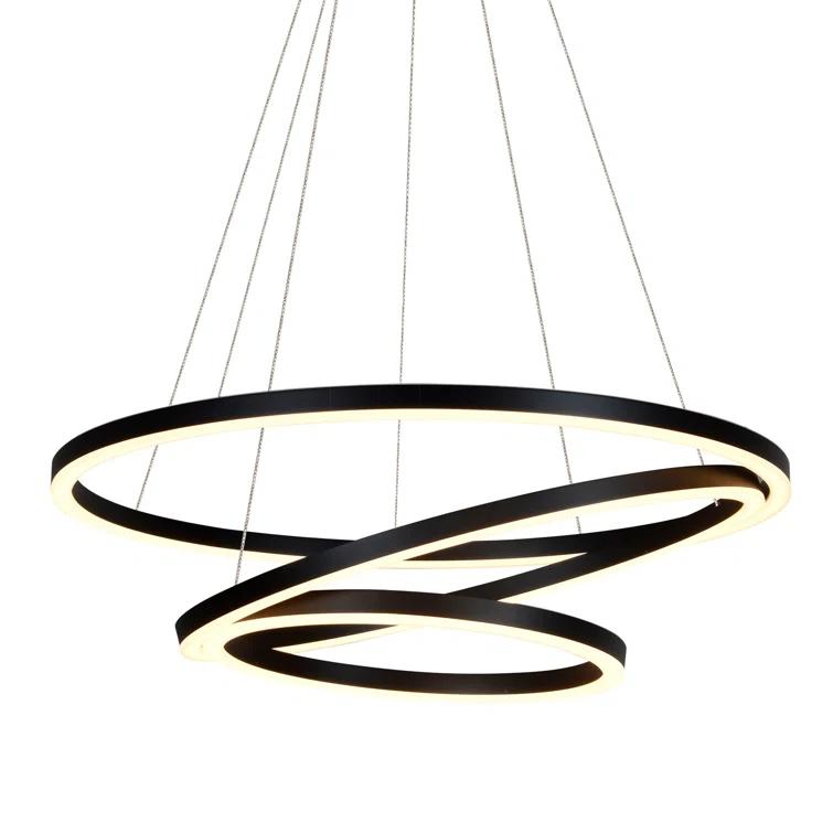 VONN Lighting Tania Trio 32-in Integrated LED Ring Pendant Height Adjustable ETL Certified Circular Chandelier