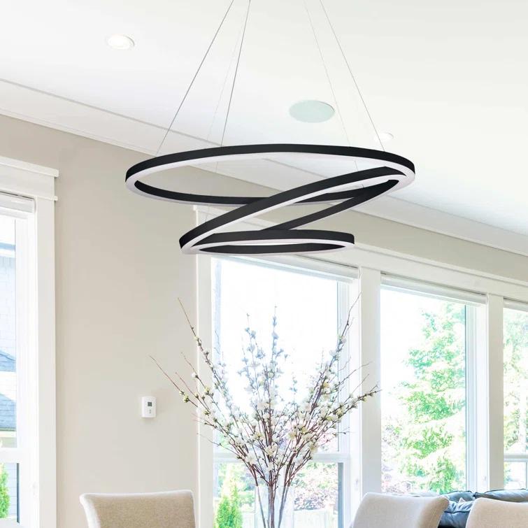 VONN Lighting Tania Trio 32-in Integrated LED Ring Pendant Height Adjustable ETL Certified Circular Chandelier