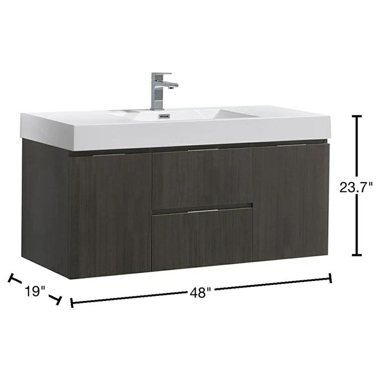 Valencia 48" Wall Mount Single Sink Bathroom Vanity with Top and Sink (Faucet Not Included)