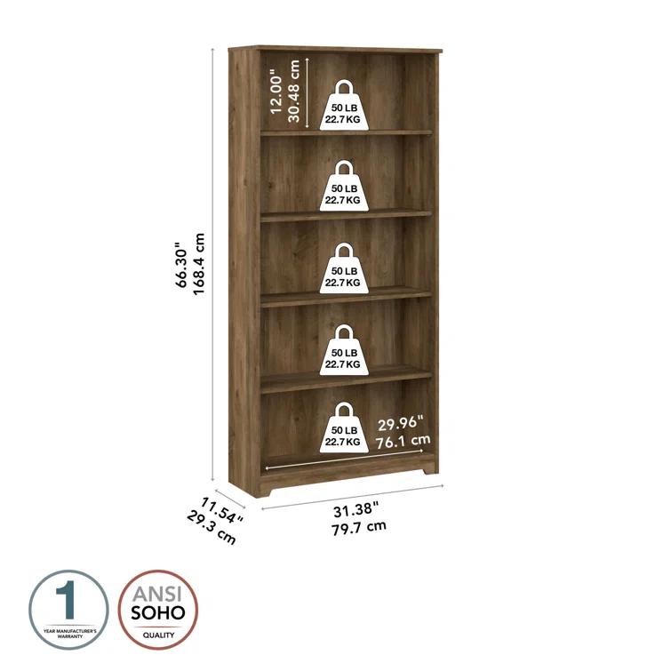 Shelonda 5 Shelf 66" Standard Bookcase