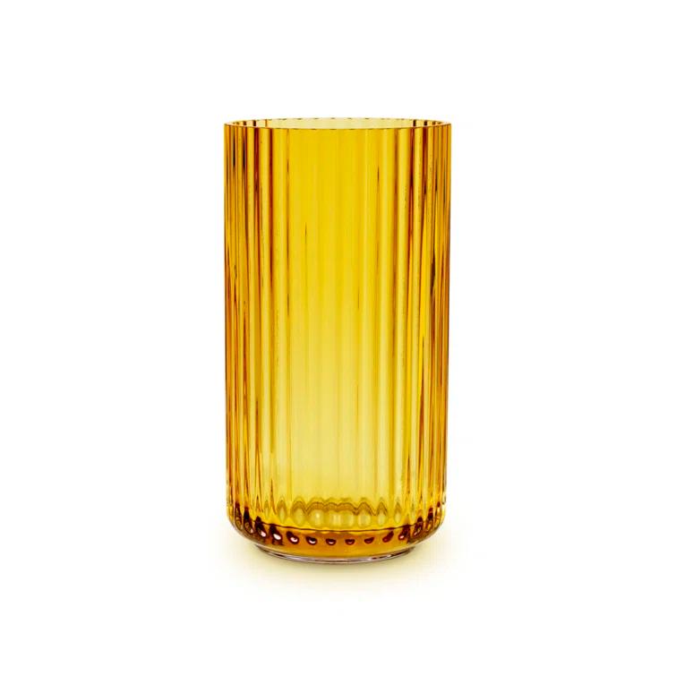 Amber Glass Ribbed 8.1" Table Vase