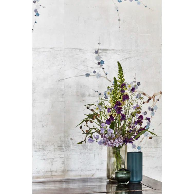 Smoke Gray Fluted Porcelain Table Vase, 8.1 inches