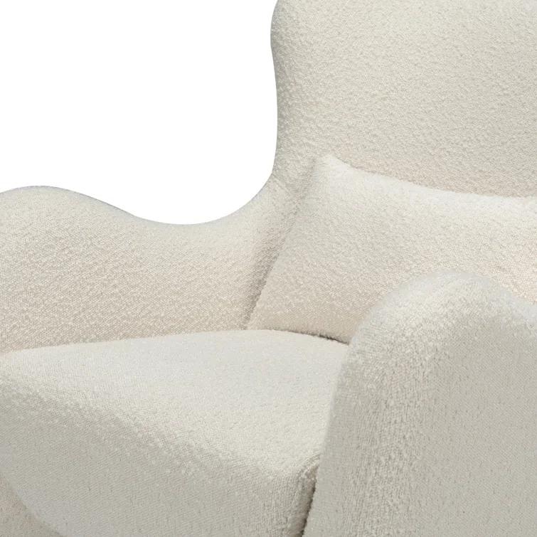 Babyletto x Nursery Works Solstice Ivory Boucle Nursery Glider Chair with Ivory Wood Base