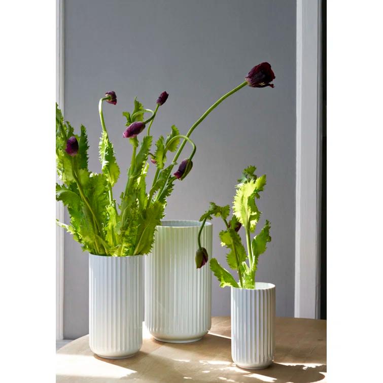White Fluted Porcelain Decorative Table Vase