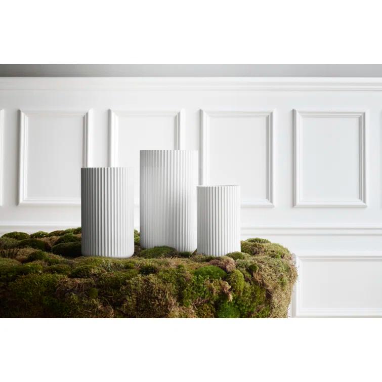 White Fluted Porcelain Decorative Table Vase