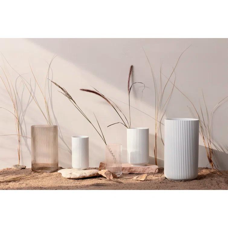 White Fluted Porcelain Decorative Table Vase