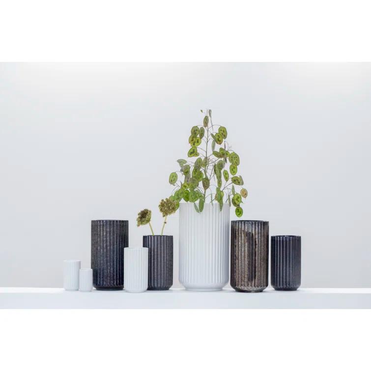 White Fluted Porcelain Decorative Table Vase