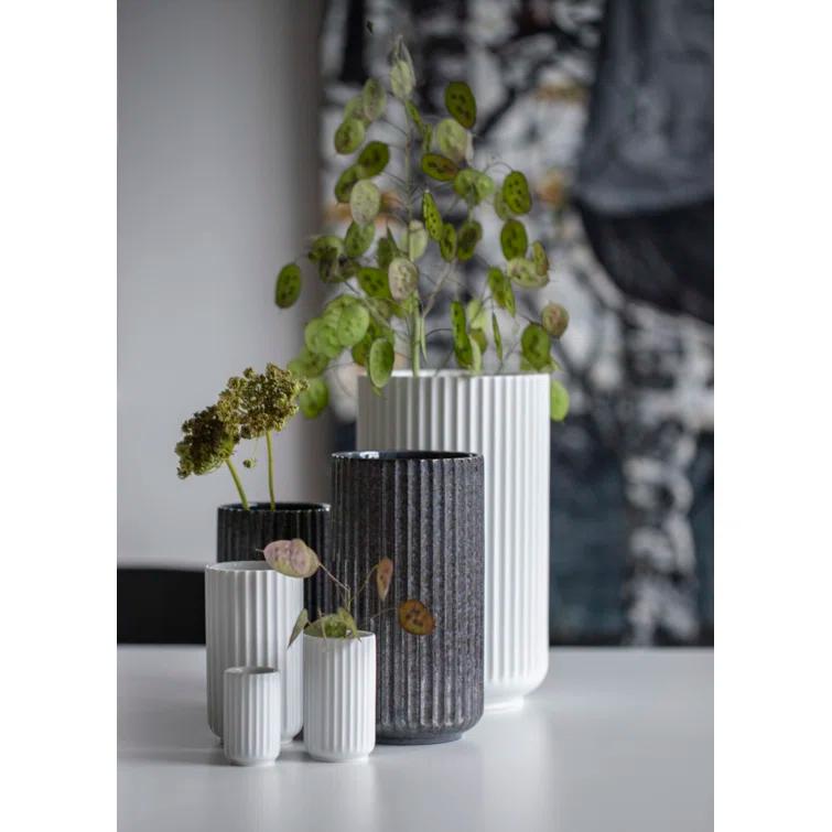 White Fluted Porcelain Decorative Table Vase