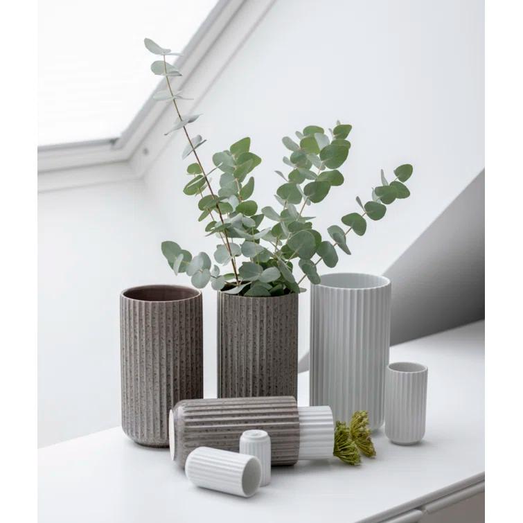 White Fluted Porcelain Decorative Table Vase