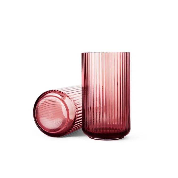 Burgundy Fluted Porcelain Table Vase, 9.8 inches