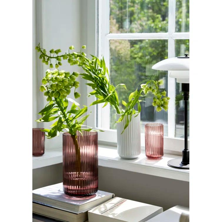 Burgundy Fluted Porcelain Table Vase, 9.8 inches