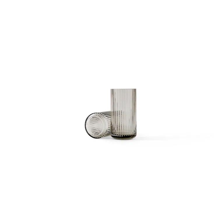 Smoke Gray Fluted Porcelain Table Vase, 8.1 inches