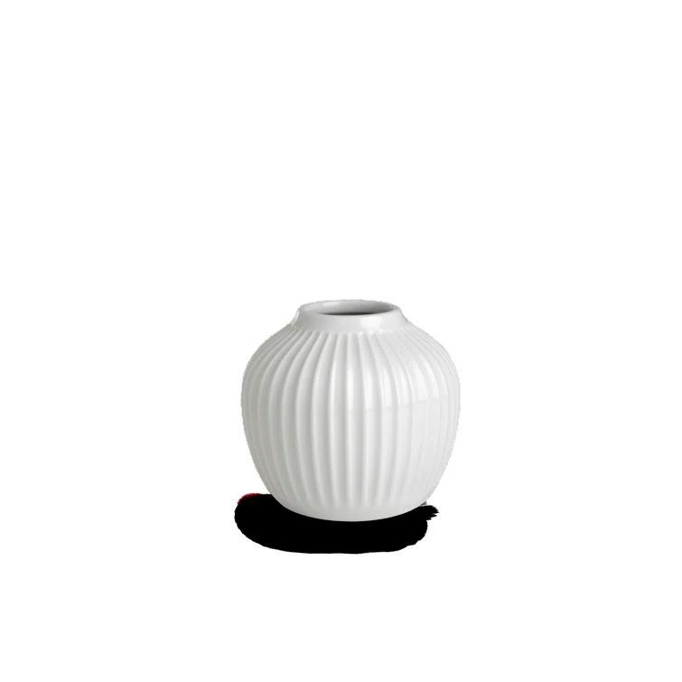 White Porcelain Grooved Round Table Vase