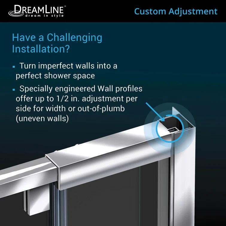 Flex 32" W x 72" H Pivot Frameless Shower Door with Clear Max Technology