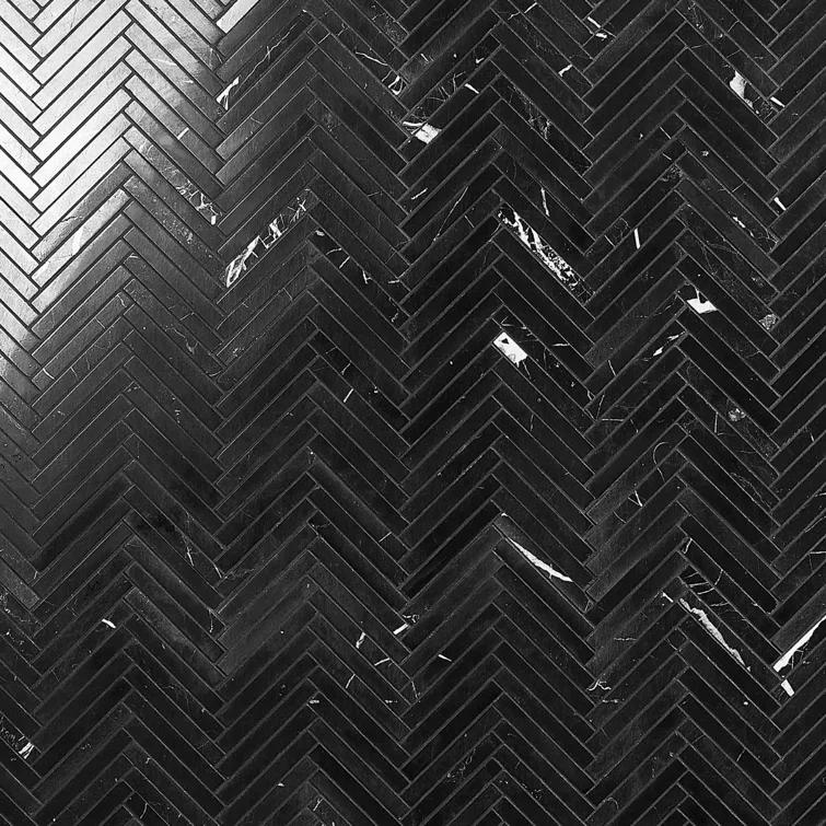 Polar White 11 in. x 11.61 in. Herringbone Polished Marble Mosaic Tile (0.89 Sq. Ft. / Sheet)
