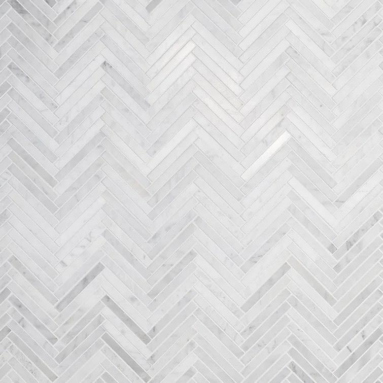 Marble Collection 0.5" X 4" Herringbone Natural Stone Mosaic Wall & Floor Tile