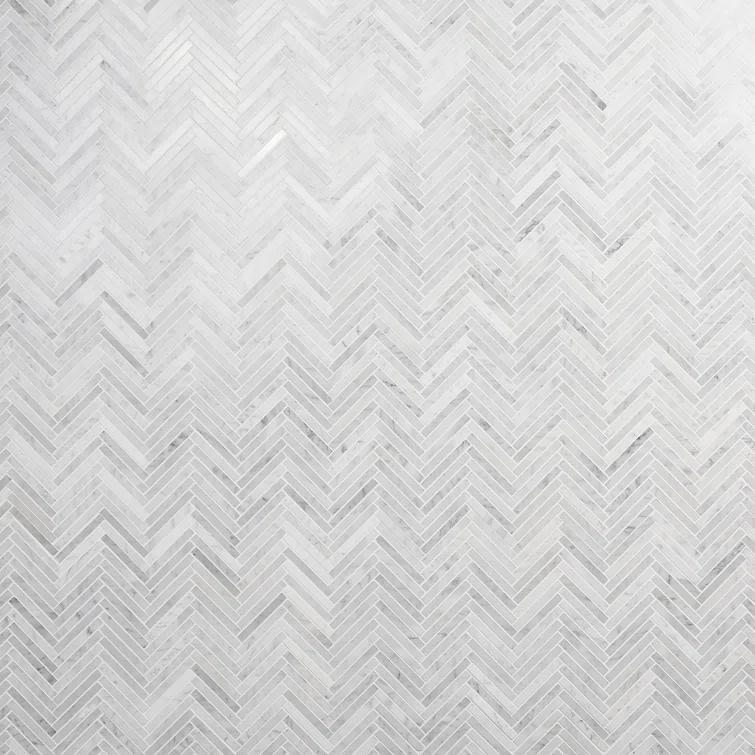 Marble Collection 0.5" X 4" Herringbone Natural Stone Mosaic Wall & Floor Tile