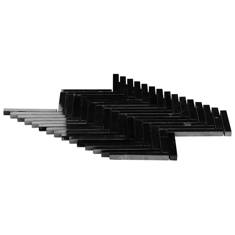 Polar White 11 in. x 11.61 in. Herringbone Polished Marble Mosaic Tile (0.89 Sq. Ft. / Sheet)