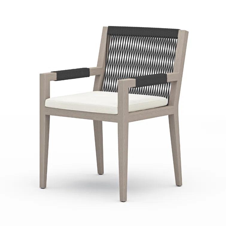 Degeorge Wood Outdoor Dining Armchair with Cushion