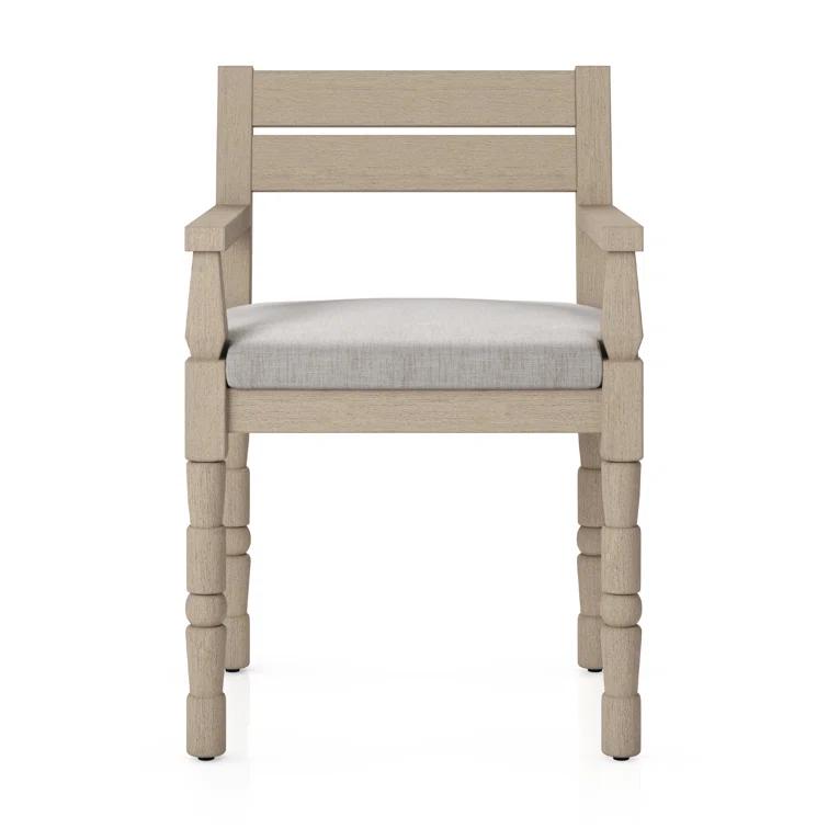 Stone Gray Teak Outdoor Dining Chair with Cushion