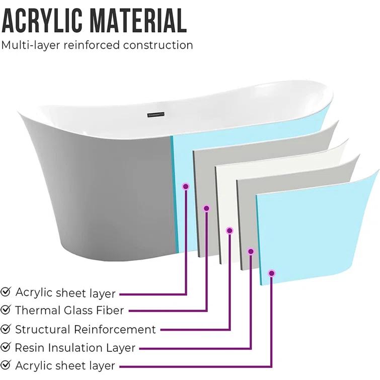 67" x 31" Freestanding Soaking Bathtub