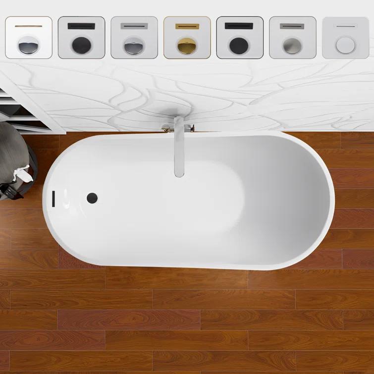 55.3" X 28.3" Freestanding Soaking Bathtub