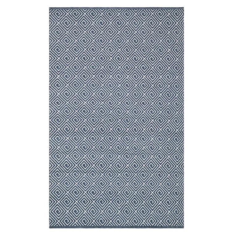 Geo Diamond Blue/Ivory Handwoven Wool Rug