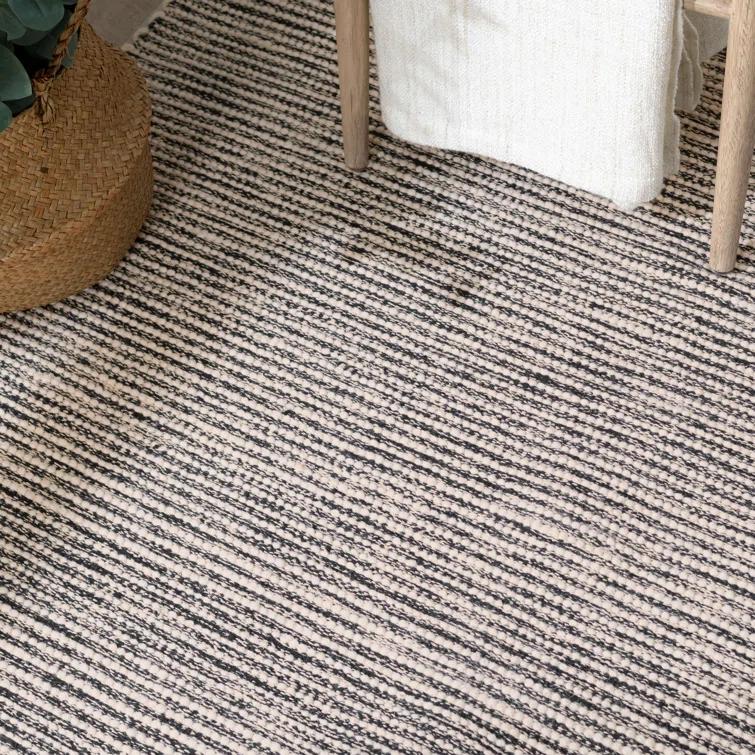 Mixed Stripe Black/Ivory Handwoven Rug