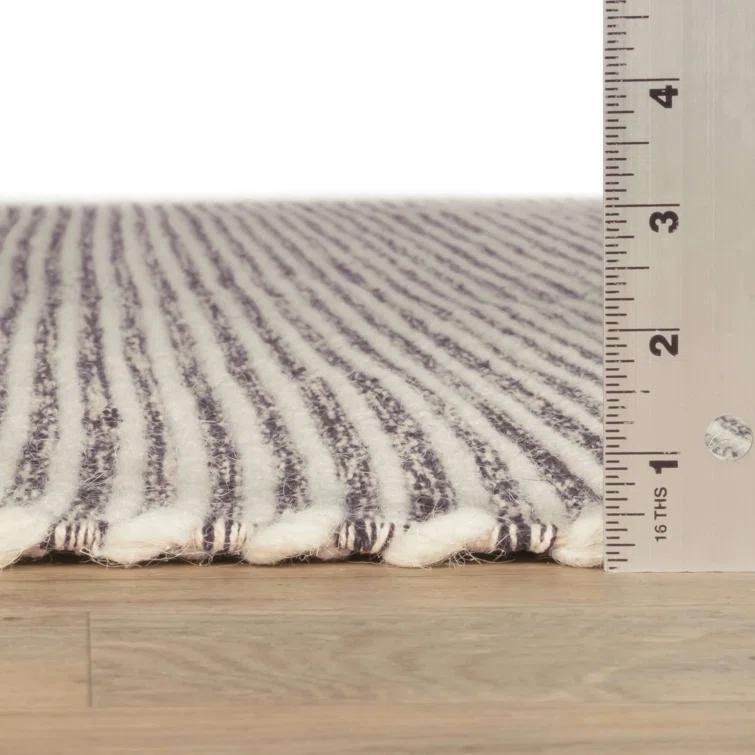 Mixed Stripe Black/Ivory Handwoven Rug