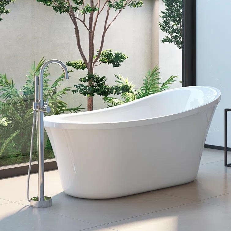 Ruby 65'' x 29.13'' Freestanding Soaking Acrylic Bathtub