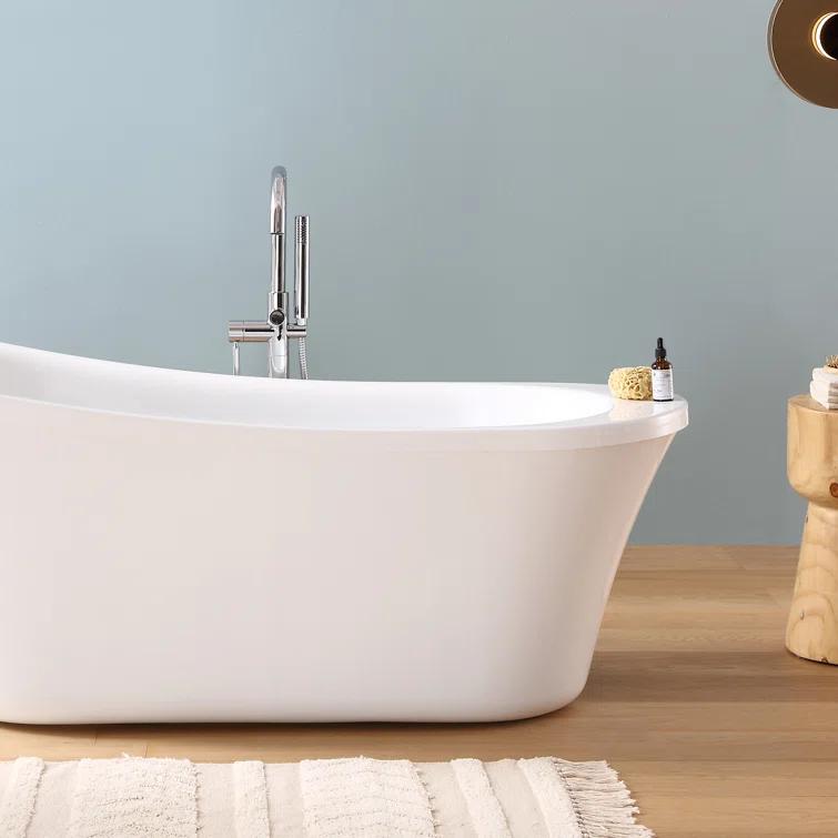 Ruby 65'' x 29.13'' Freestanding Soaking Acrylic Bathtub