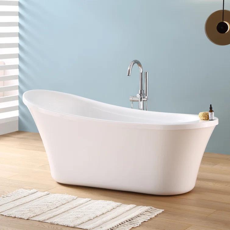 Ruby 65'' x 29.13'' Freestanding Soaking Acrylic Bathtub
