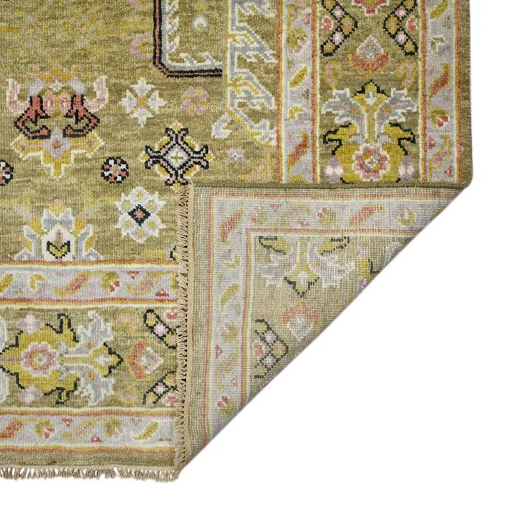 Gold Hand-Knotted Wool Persian-Inspired 10'x14' Area Rug