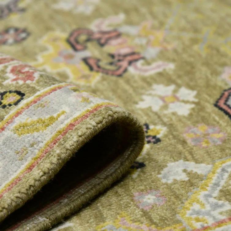 Gold Hand-Knotted Wool Persian-Inspired 10'x14' Area Rug