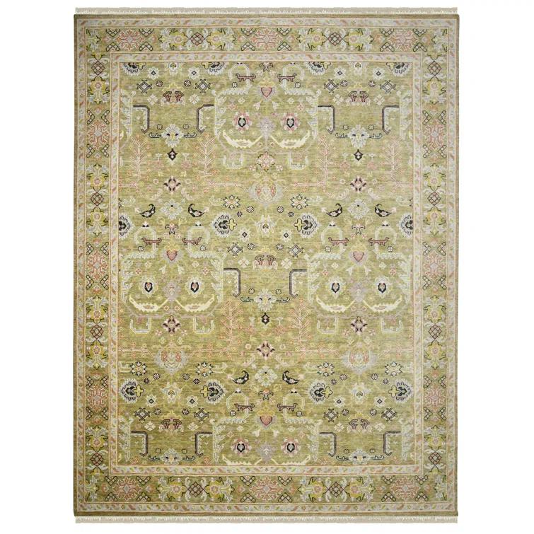 Gold Hand-Knotted Wool Persian-Inspired 10'x14' Area Rug