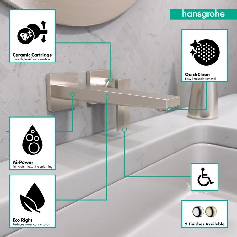 Metropol Low Flow Water Saving Wall Mounted Bathroom Faucet