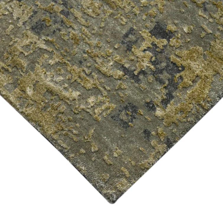 AMER Rugs Mystique Lucci Hand-Knotted Wool/Silk Area Rug in Gold/Gray