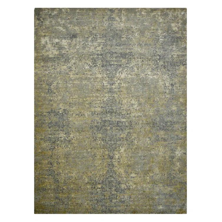 AMER Rugs Mystique Lucci Hand-Knotted Wool/Silk Area Rug in Gold/Gray