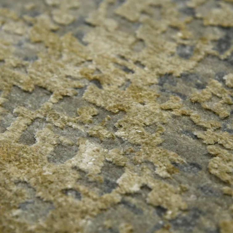 AMER Rugs Mystique Lucci Hand-Knotted Wool/Silk Area Rug in Gold/Gray