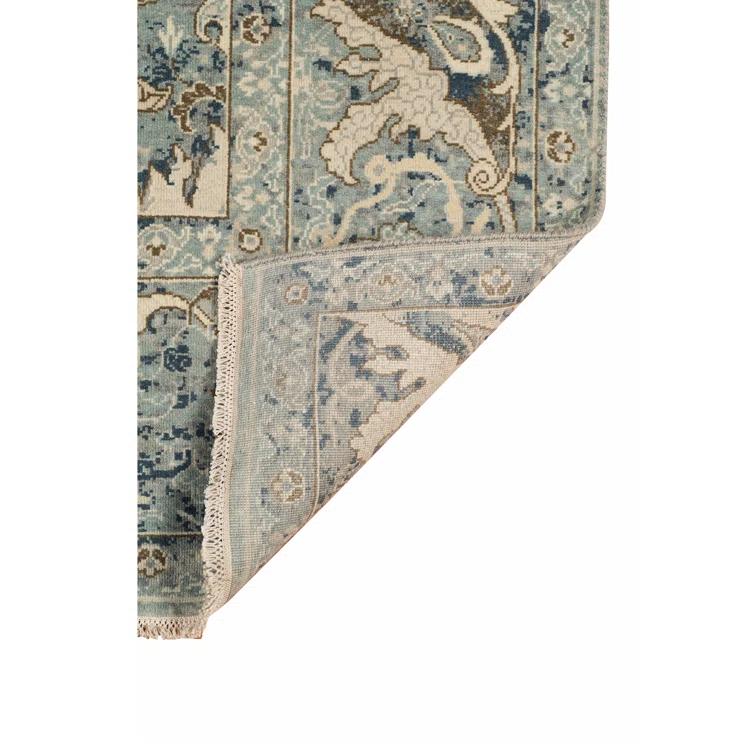 Hand-Knotted Blue Wool Rectangular Area Rug 2' x 3'